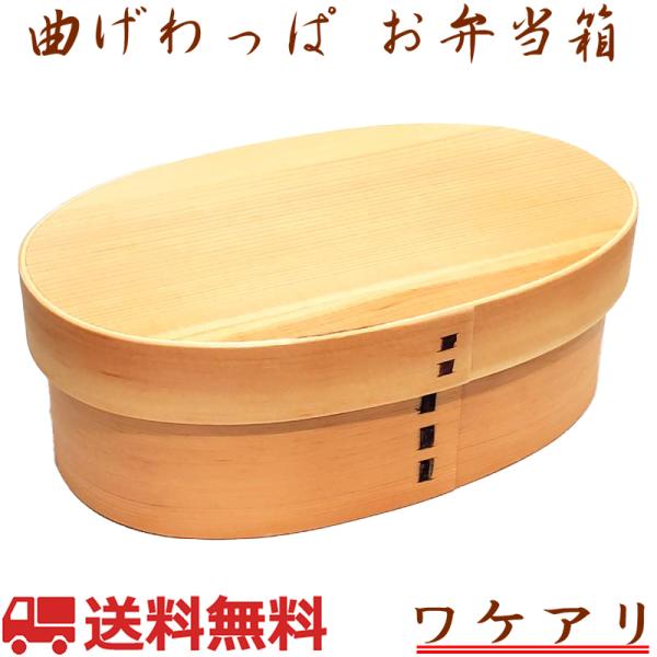 弁当箱 曲げわっぱ 白木 小判型 1段 ランチベルト付き 訳アリ KS-17116H