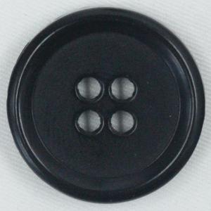 ボタン プラスチックボタン 15mm 1個入 釦 表4つ穴 黒 水牛調 シャツ ブラウス ジャケット スーツ袖向 手芸 通販 日本製