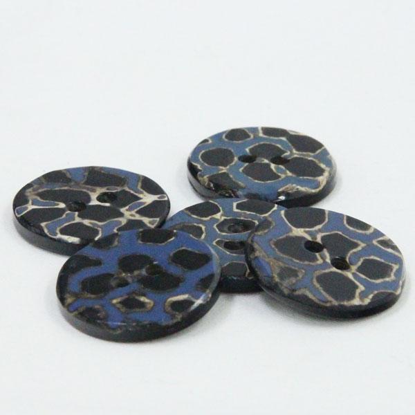 ボタン インド製 本水牛ボタン 23mm 黒x青色系 1個入  CD1-15 ボタン 手芸 通販