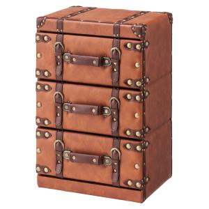 簡易組立チェスト3D チェスト タンス ブラウン 茶色 北欧 おしゃれ 3段