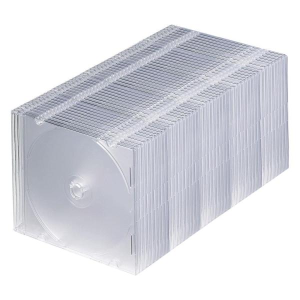 サンワサプライ スリムCD/DVD/BDケース 1枚収納×50枚セット 厚さ約5mm薄型タイプ クリ...