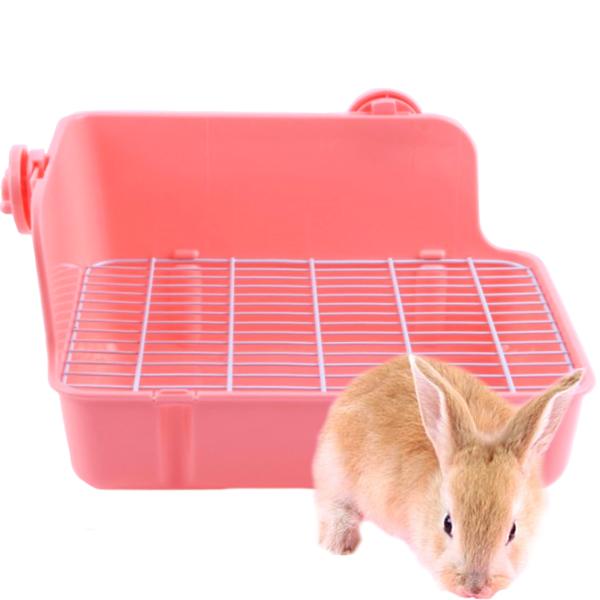 送料無料 うさぎ トイレ ピンク 長方形 大きめ 小動物用 ラビット ペット ゲージ コーナー デグ...