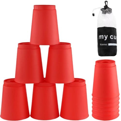 スポーツスタッキング 赤色 カップ コップ スタッキング 山 積み上げ スピード 競技 練習 用 プ...