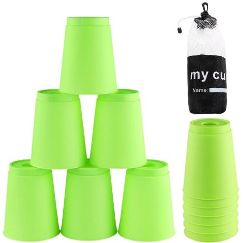 スポーツスタッキング 緑色 カップ コップ スタッキング 山 積み上げ スピード 競技 練習 用 プ...