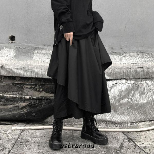 ワイドパンツ サルエル フレアパンツ レイヤード ラップパンツ レディース 韓国ファッション Ｂ系 ...