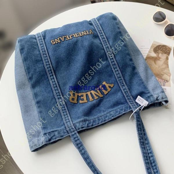 トートバッグ デニムバッグ レディース 大容量 大きめ キャンバスバッグ 軽い 肩掛け 無地 布 a...