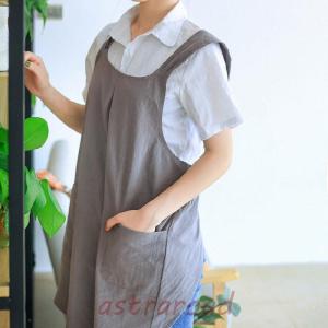 エプロン 保育士 大きいサイズ おしゃれ メンズ 割烹着 ワンピース 北欧 黒 かぶるだけ バッククロス X型｜astraroad