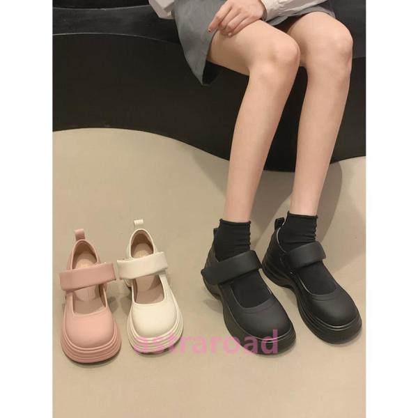 パンプス レディース 厚底 ミドルヒール 5cmヒール 痛くない スメリージェーン ストラップパンプ...
