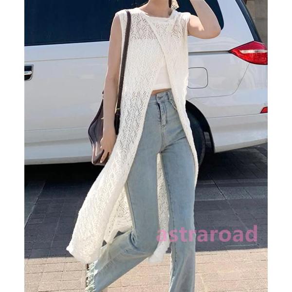 透かし編みトップス 夏 ニットワンピース