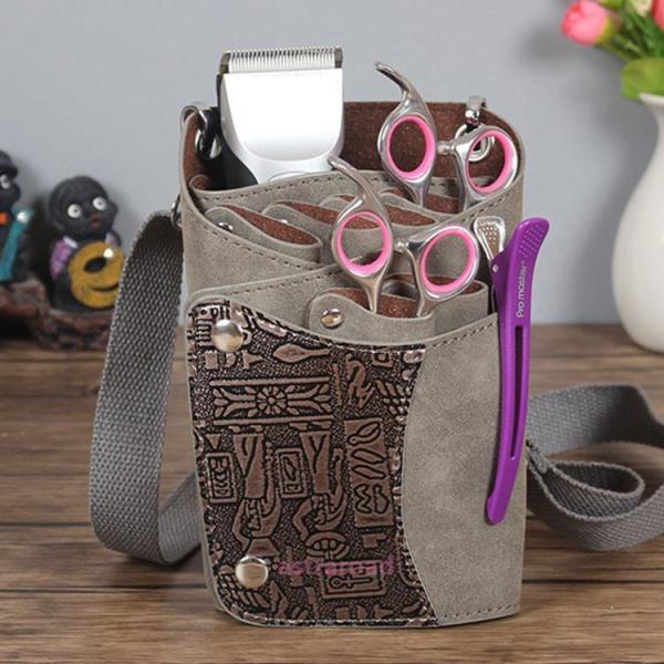 シザーケース 美容師 ウェストポーチ トリマー カット用品 シザーバッグ サロン 多機能 大容量 花...