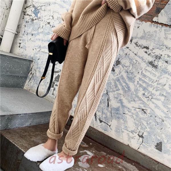 ニッドパンツ パンツ レディース 40代  秋 冬 ロング丈 ロングパンツ ボトムス 秋 冬 ウエス...