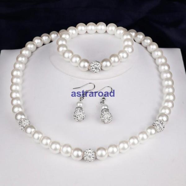 3点セット ネックレス ブレスレット ピアス フックピアス アクセサリー レディース フェイクパール...