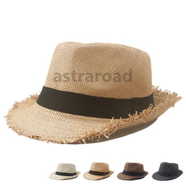 麦わら帽子 メンズ 中折れハット 帽子 ペーパーハット 中折れ帽 ソフトハット 秋 夏 日よけ