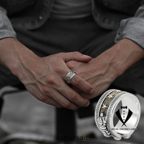 オープンリング 指輪 フリーサイズ メンズ アクセサリー ファッションリング 誕生日 プレゼント 幅...