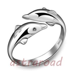 指輪 レディース リング シルバー925 イルカ ハワイアン 海 サイズフリー アレルギー｜astraroad