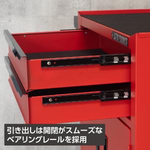 ミニキャビネット 2段 ドア付き マットブラッ...の詳細画像2