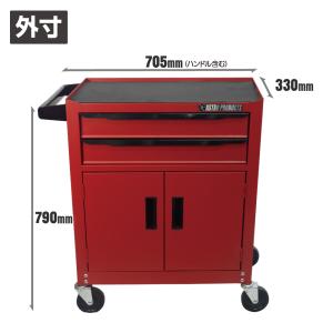 ミニキャビネット 2段 ドア付き マットブラッ...の詳細画像3