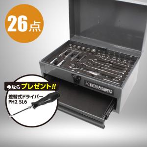 【2024年4月27日販売開始！】AP コンパクトツールセット グレー (26点組) TS225 (限定) ｜ 工具セット 灰 工具一式 工具箱 整備 メンテナンス 日曜大工 修理