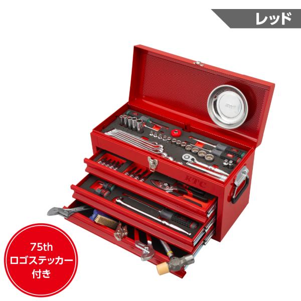 KTC 工具セット SK38026XR 3/8DR スタンダードセット[80点](3段3引出し) レ...