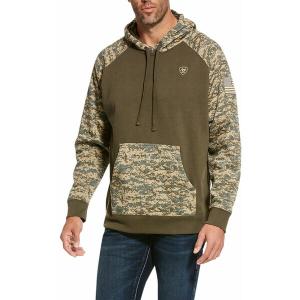 アリアト パーカー・スウェットシャツ アウター メンズ Ariat Men's Patriot Hoodie SAGE CAMO｜asty-shop2