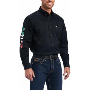 アリアト シャツ トップス メンズ Ariat Men's Team Logo Twill Classic Fit Shirt Black Mexico｜asty-shop2
