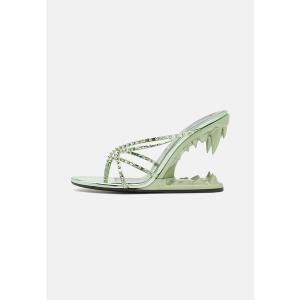 ジーシーディーエス サンダル レディース シューズ MORSO MIRROR THONG  - T-bar sandals - metallic green｜asty-shop2