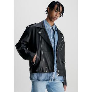 カルバンクライン ジャケット＆ブルゾン メンズ アウター LEATHER BIKER JACKET - Leather jacket - ck black｜asty-shop2
