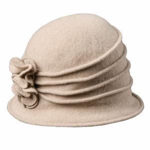 ドーフマン パシフィック 帽子 アクセサリー レディース Women's Knit Wool Cloche with Flower Taupe｜asty-shop2