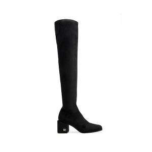 エアロソールズ ブーツ シューズ レディース Women's Oreti Tall Dress Boot Mid Heel Black Faux Suede｜asty-shop2