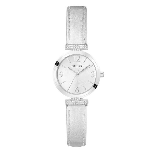 ゲス 腕時計 アクセサリー レディース Women&apos;s Analog Silver-Tone Lea...