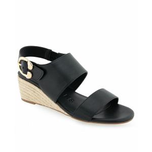 エアロソールズ サンダル シューズ レディース Women's Worth Open Toe Wedge Sandals Black Polyurethane｜asty-shop2