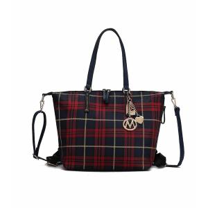 MKFコレクション トートバッグ バッグ レディース Layla Plaid Tote Bag, Convertible in Backpack By Mia K Navy blue｜asty-shop2