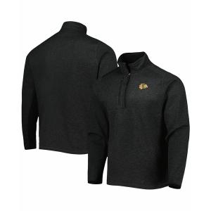 アンティグア ジャケット＆ブルゾン アウター メンズ Men's Heathered Black Chicago Blackhawks Course Quarter-Zip Jacket Heathered Black｜asty-shop2