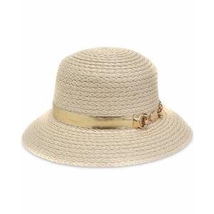 ジャニ ベルニーニ 帽子 アクセサリー レディース Women's Embellished Straw Cloche Hat Natural｜asty-shop2