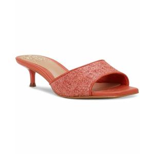 ヴィンスカムート サンダル シューズ レディース Faiza Square Toe Kitten Heel Dress Sandals Peach Pop Woven Raffia｜asty-shop2