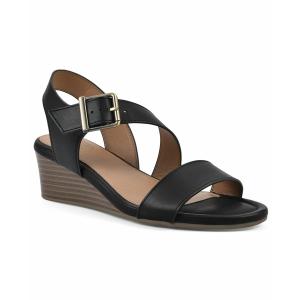 ホワイトマウンテン サンダル シューズ レディース Women's Brux Asymmetrical Wedge Sandals Black Smooth｜asty-shop2