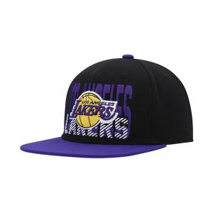 ミッチェル&ネス 帽子 アクセサリー メンズ Men's Black Los Angeles Lakers SOUL Cross Check Snapback Hat Black｜asty-shop2