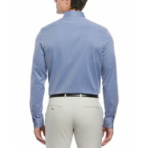 ペリーエリス シャツ トップス メンズ Men's Classic-Fit Geo-Print Dobby Button-Down Shirt Blue Quartz｜asty-shop2