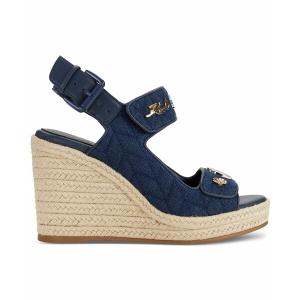 カールラガーフェルド サンダル シューズ レディース Women's Carolyna Embellished Espadrille Wedge Sandals Denim/ Navy｜asty-shop2