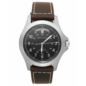 ハミルトン 腕時計 アクセサリー レディース Watch, Men's Swiss Automatic Khaki King Brown Leather Strap 40mm H64455533 Brown