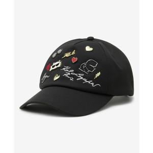 カールラガーフェルド 帽子 アクセサリー レディース Women's Charm Baseball Hat Black｜asty-shop2