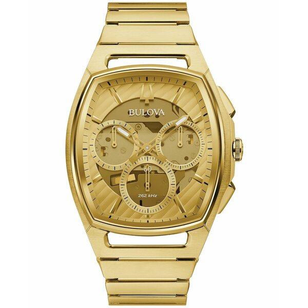 ブロバ 腕時計 アクセサリー メンズ Men&apos;s Chronograph Curv Gold-Ton...