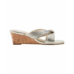 バンドリーノ サンダル シューズ レディース Women's Sassier Knot Detail Strappy Wedge Sandals Gold, Silver｜asty-shop2