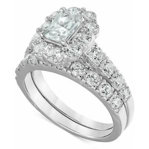 マルケッサ リング アクセサリー メンズ Diamond Emerald-Cut & Round Halo Bridal Set (3 ct. t.w.) in 18k White Gold White Gold