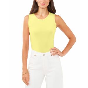 ヴィンスカムート カットソー トップス レディース Women's Crewneck Split Back Keyhole Tank Top Bright Lemon｜asty-shop2