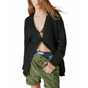 ラッキーブランド ニット&セーター アウター レディース Women's Mixed Cable Cardigan Sweater Black｜asty-shop2