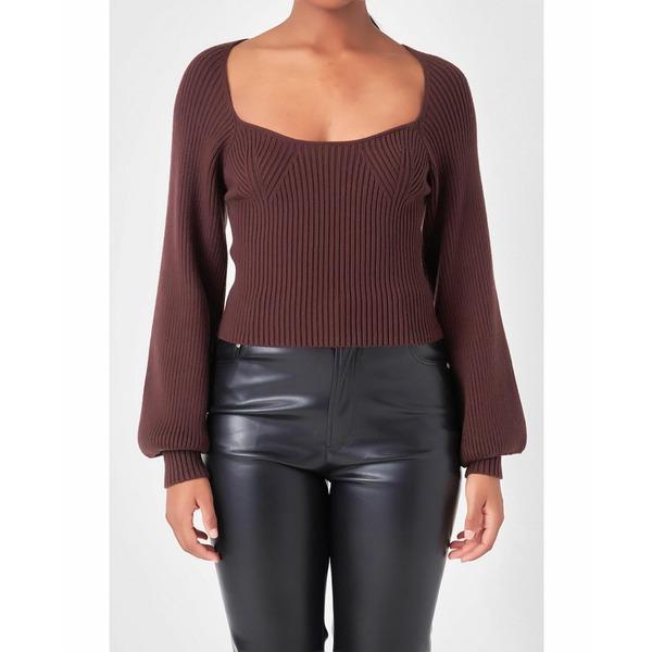 エンドレスローズ カットソー トップス レディース Women&apos;s Knitted Top Choc...