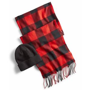 クラブルーム 帽子 アクセサリー メンズ Men's Beanie & Scarf Set, Created for Macy's Red/black｜asty-shop2