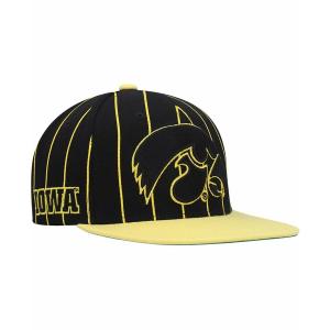ミッチェル&ネス 帽子 アクセサリー レディース Men's Black Iowa Hawkeyes Team Pinstripe Snapback Hat Black｜asty-shop2