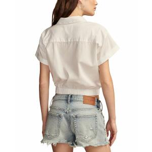 ラッキーブランド カットソー トップス レディース Women's Cotton Twisted Collared Shirt Bright White｜asty-shop2